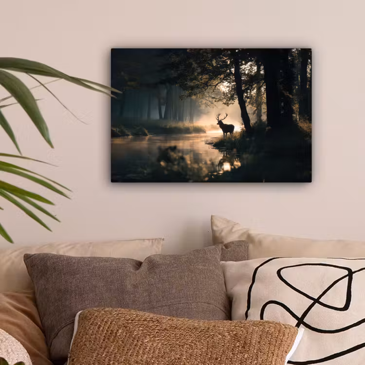 Hert - Bosbeek - Mystiek canvas 2cm klein -sfeer1