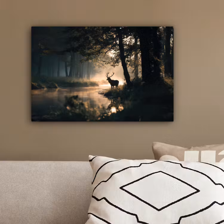 Hert - Bosbeek - Mystiek canvas 2cm klein -sfeer3