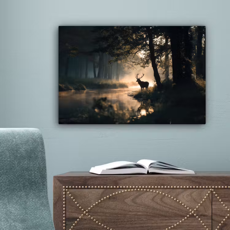 Hert - Bosbeek - Mystiek canvas 2cm klein -sfeer4