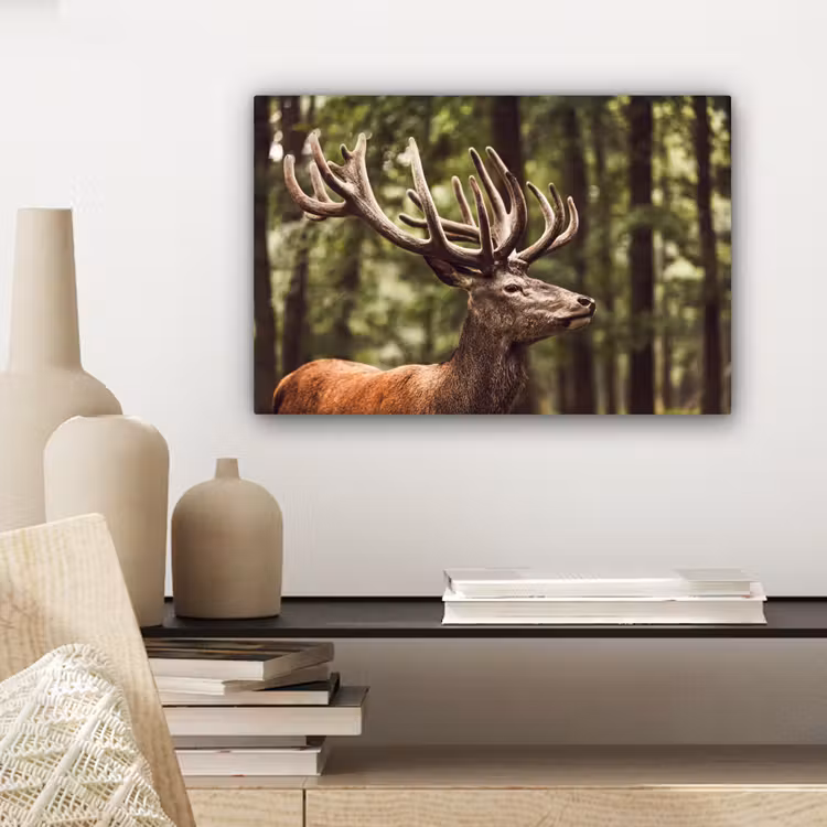 Hert - Natuur - Gewei - Bos - Dieren canvas 2cm klein -sfeer6