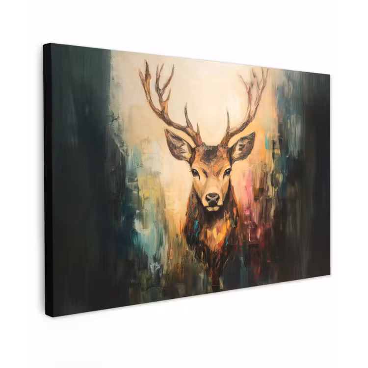 Hert - Geverfd - Gewei - Bruin canvas 2cm klein -z3d