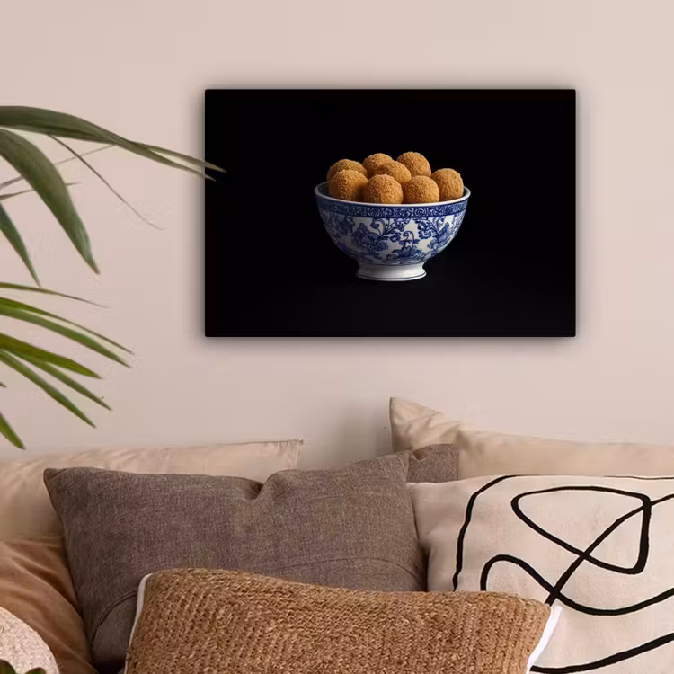 Delfts blauw - Bitterballen - Holland - Schaal canvas 2cm klein -sfeer1