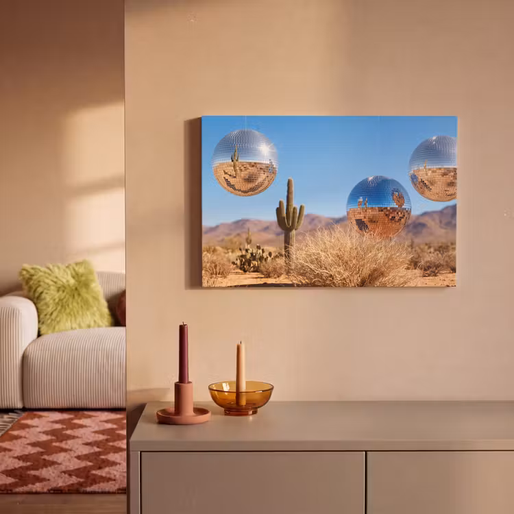 Canvas Print - Desert - Mirror Ball - Art - Woestijn - Spiegelbal - Kunst canvas 2cm klein