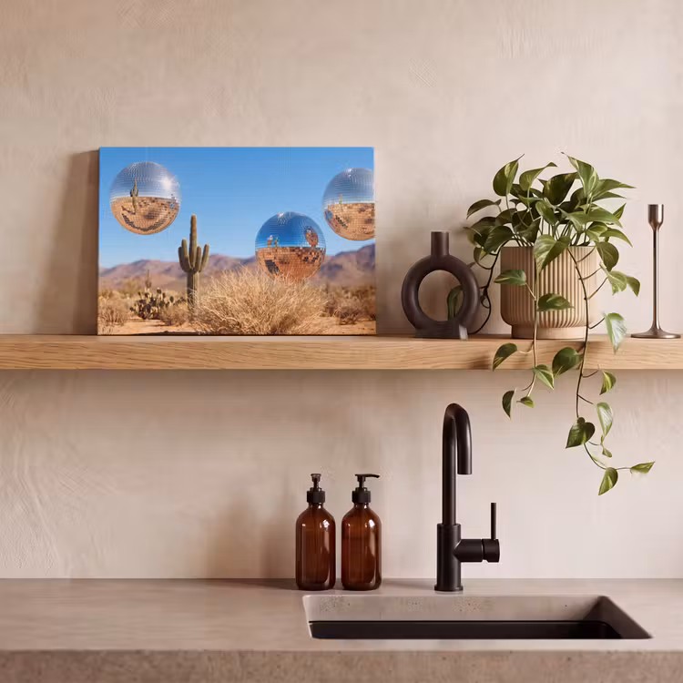 Canvas Print - Desert - Mirror Ball - Art - Woestijn - Spiegelbal - Kunst canvas 2cm klein