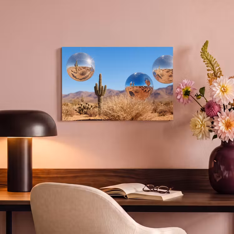 Canvas Print - Desert - Mirror Ball - Art - Woestijn - Spiegelbal - Kunst canvas 2cm klein