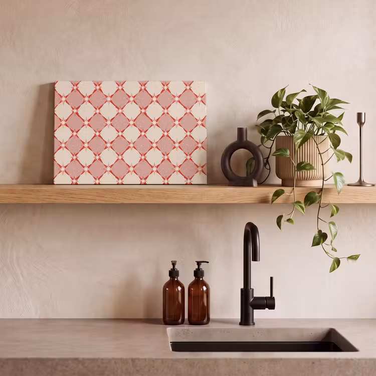 Ruiten - Sterren - Vintage - Oudroze - Rood canvas 2cm klein 34 -sfeer3