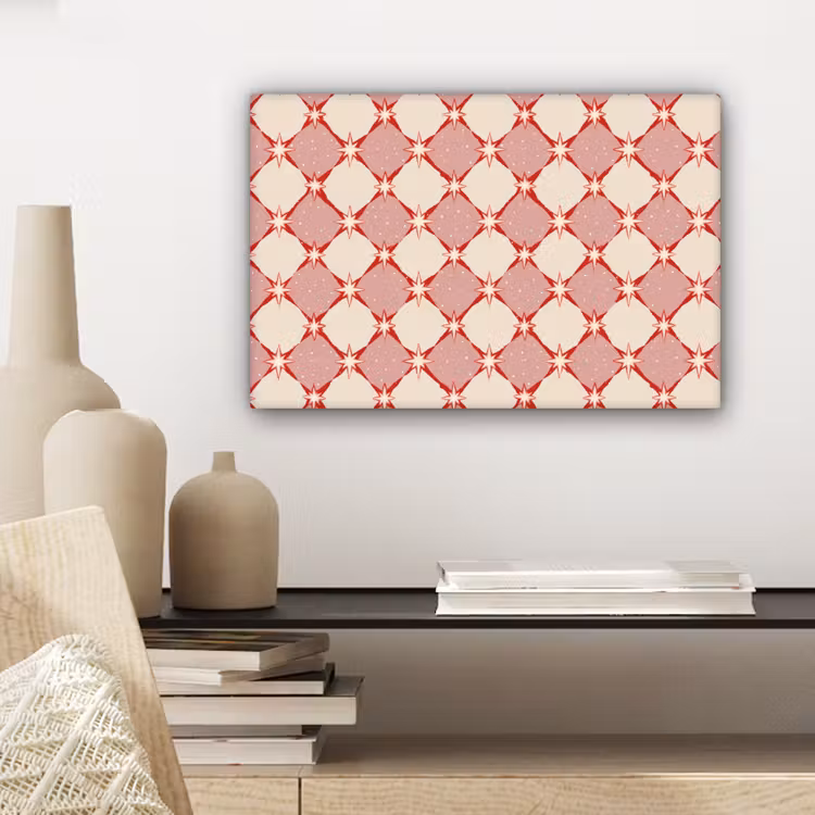 Ruiten - Sterren - Vintage - Oudroze - Rood canvas 2cm klein 34 -sfeer6