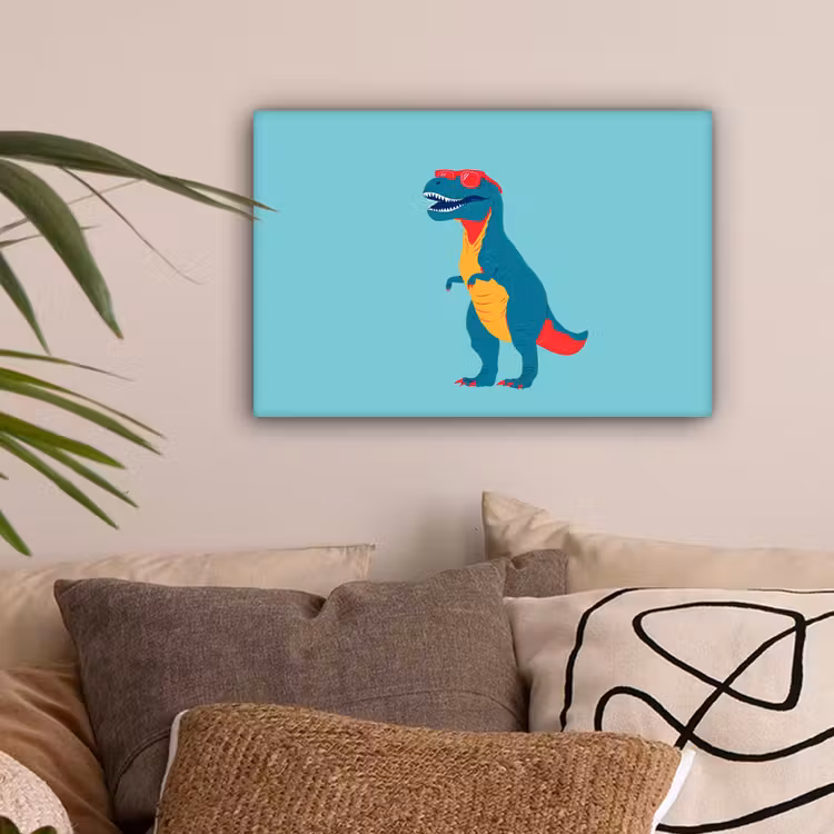 Dinosaurus - Blauw - Zonnebril canvas 2cm klein -sfeer1