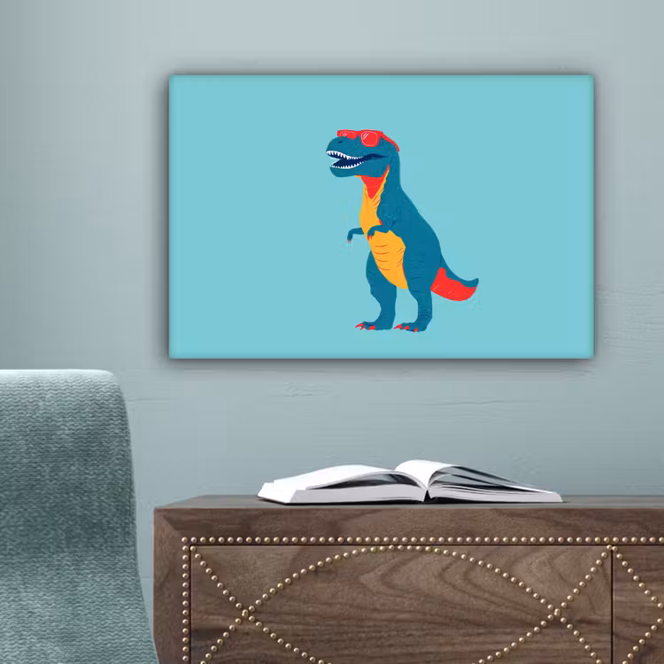 Dinosaurus - Blauw - Zonnebril canvas 2cm klein -sfeer4