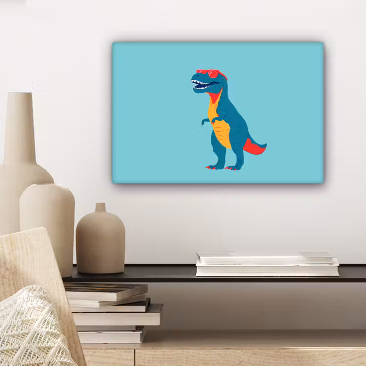 Dinosaurus - Blauw - Zonnebril canvas 2cm klein -sfeer6
