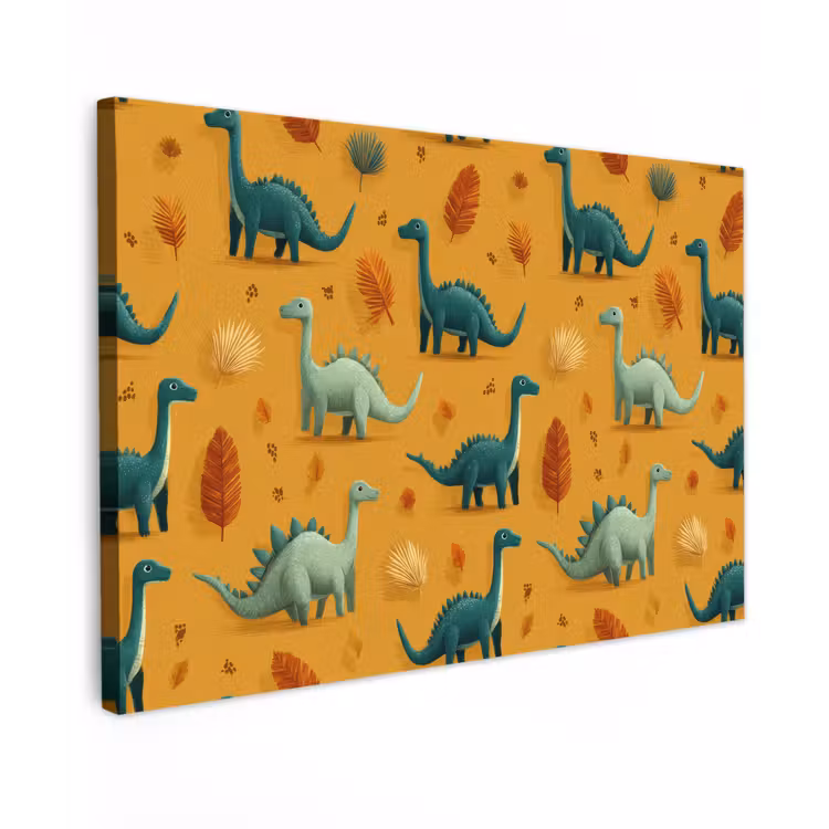 Dinosaurussen - Stekels - Herfstbladeren - Bruin canvas 2cm klein -z3d