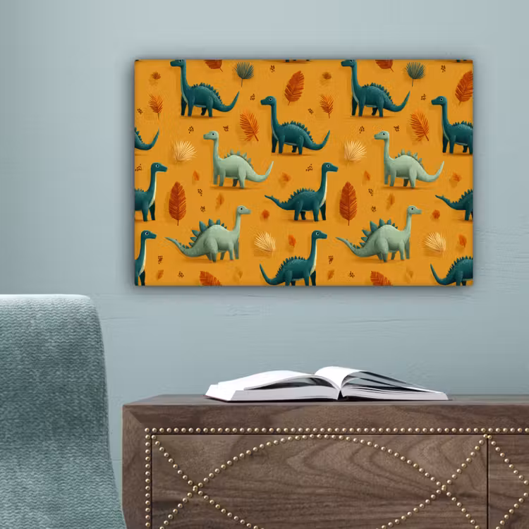 Dinosaurussen - Stekels - Herfstbladeren - Bruin canvas 2cm klein -sfeer4