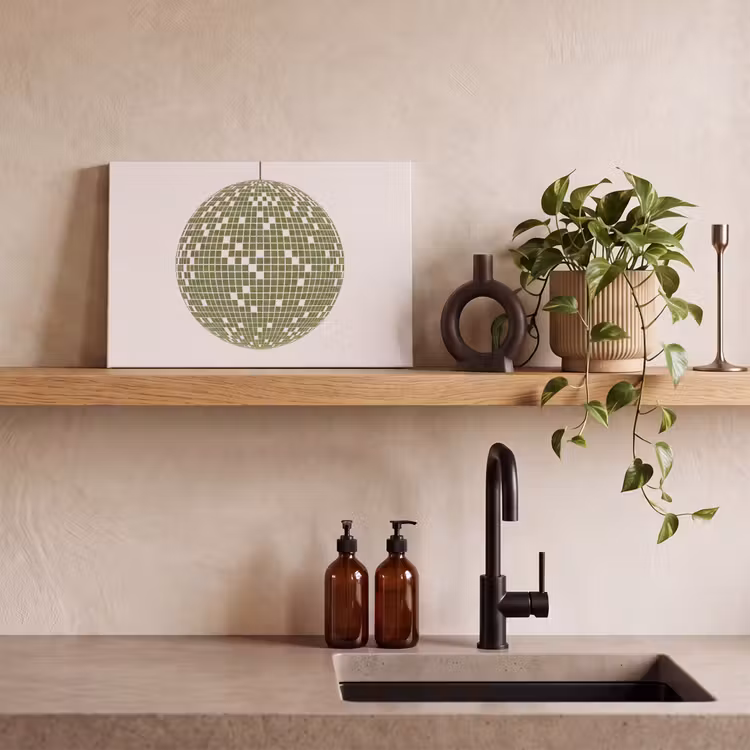 Disco - Bal - Groen - Abstract - Modern canvas 2cm klein -sfeer3