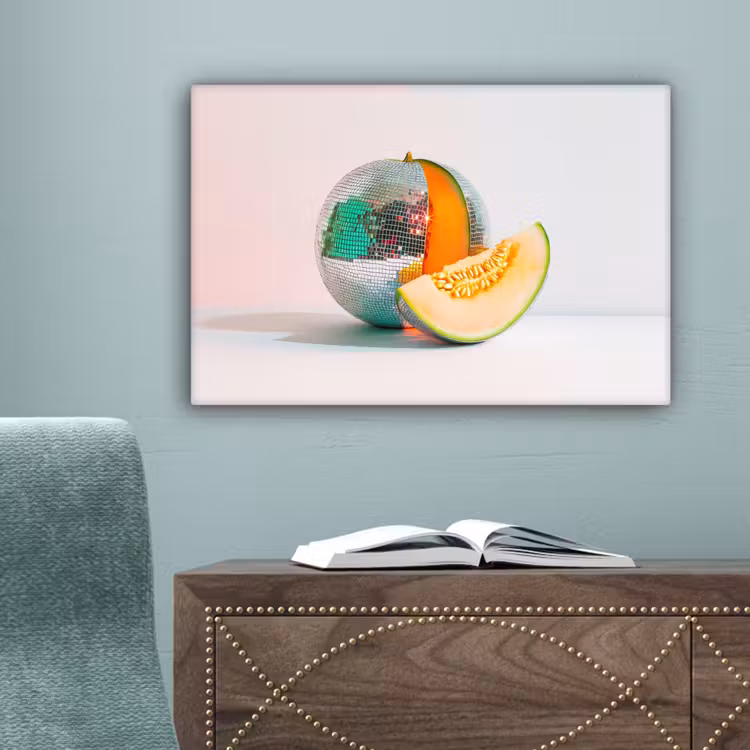 Disco - Discobal - Meloen - Pastel canvas 2cm klein -sfeer4