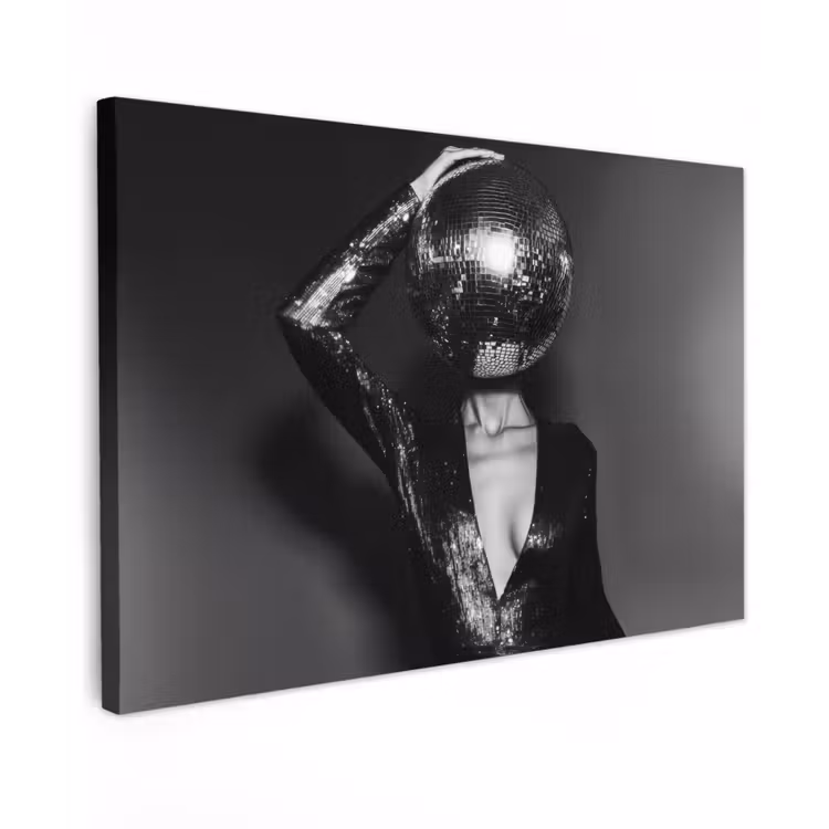 Discobal - Gezicht - Glamour - Zwart canvas 2cm klein -z3d