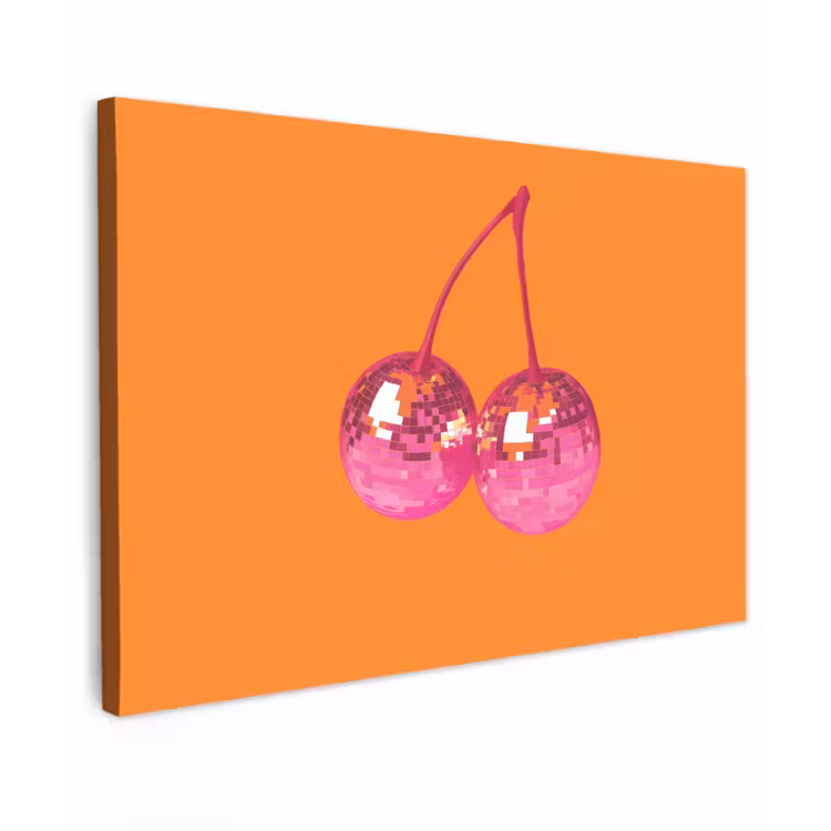 Discoballen - Kers - Spiegels - Roze canvas 2cm klein -z3d