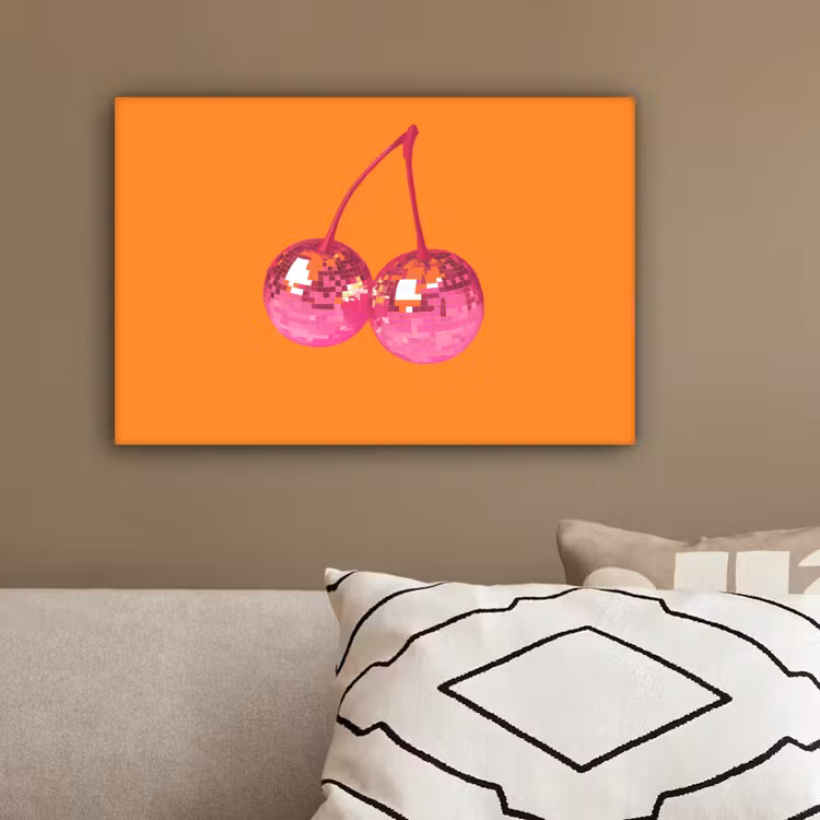 Discoballen - Kers - Spiegels - Roze canvas 2cm klein -sfeer3