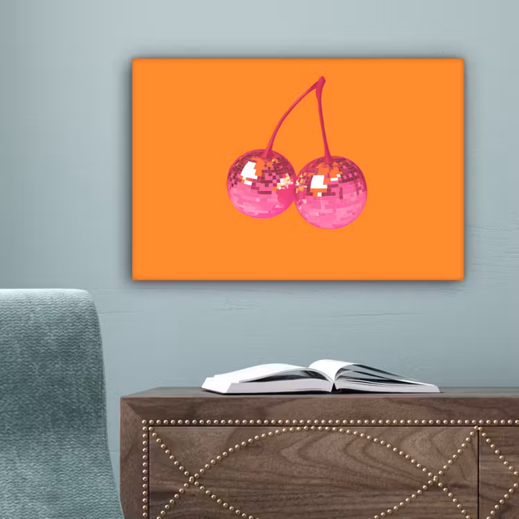 Discoballen - Kers - Spiegels - Roze canvas 2cm klein -sfeer4