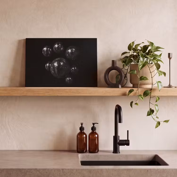 Discoballen - Minimalistisch - Zwart canvas 2cm klein -sfeer3