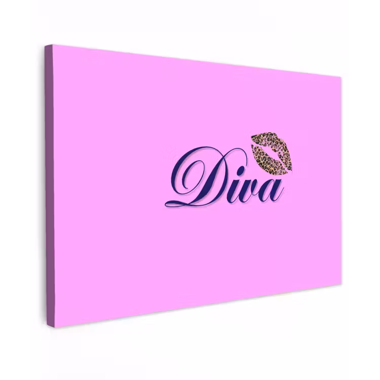 Diva - Lip - Panterprint - Roze canvas 2cm klein -z3d