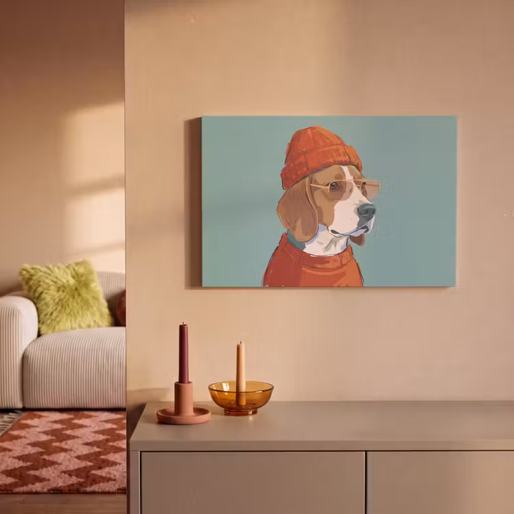 Hond - Beanie - Zonnebril - Dieren - Modern canvas 2cm klein -sfeer1