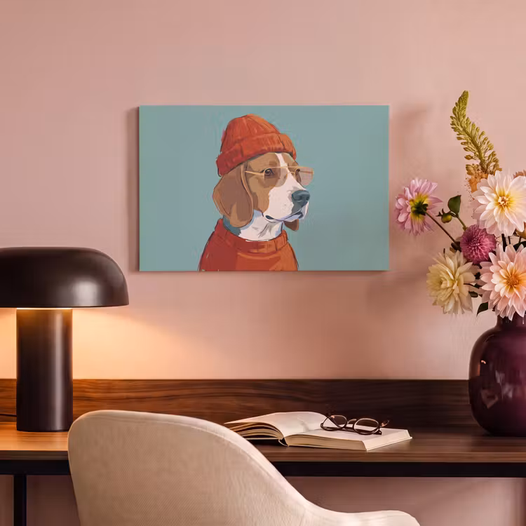 Hond - Beanie - Zonnebril - Dieren - Modern canvas 2cm klein -sfeer4