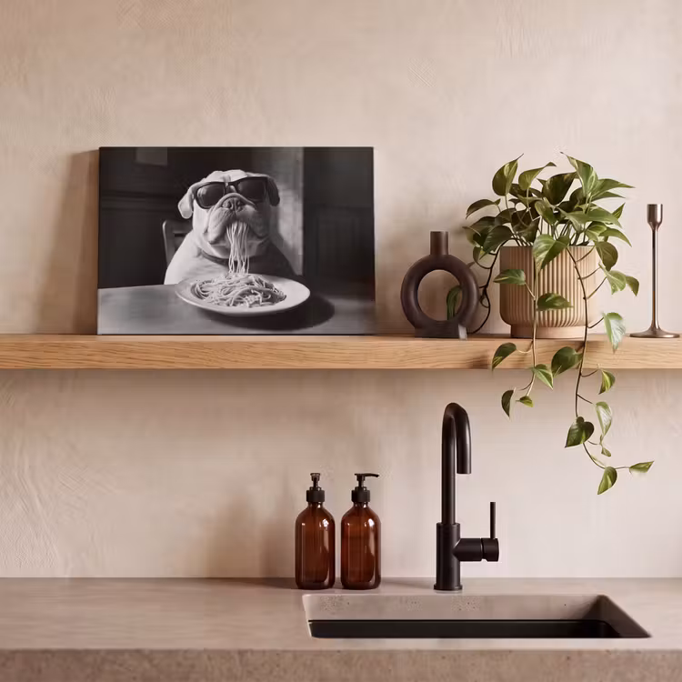 Hond - Bulldog - Pasta - Bril - Stoer - Dieren canvas 2cm klein -sfeer3