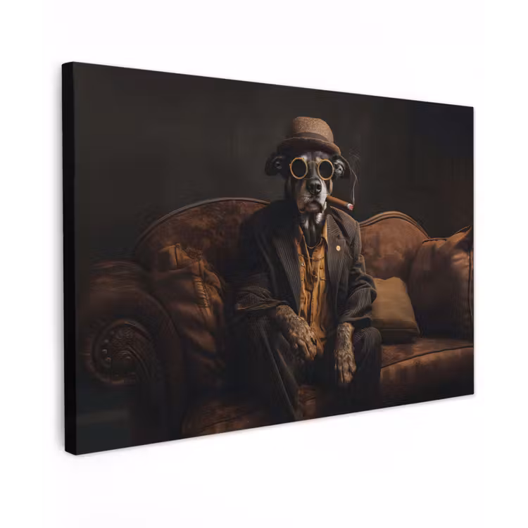 Hond - Sigaar - Hoed - Pak canvas 2cm klein -z3d