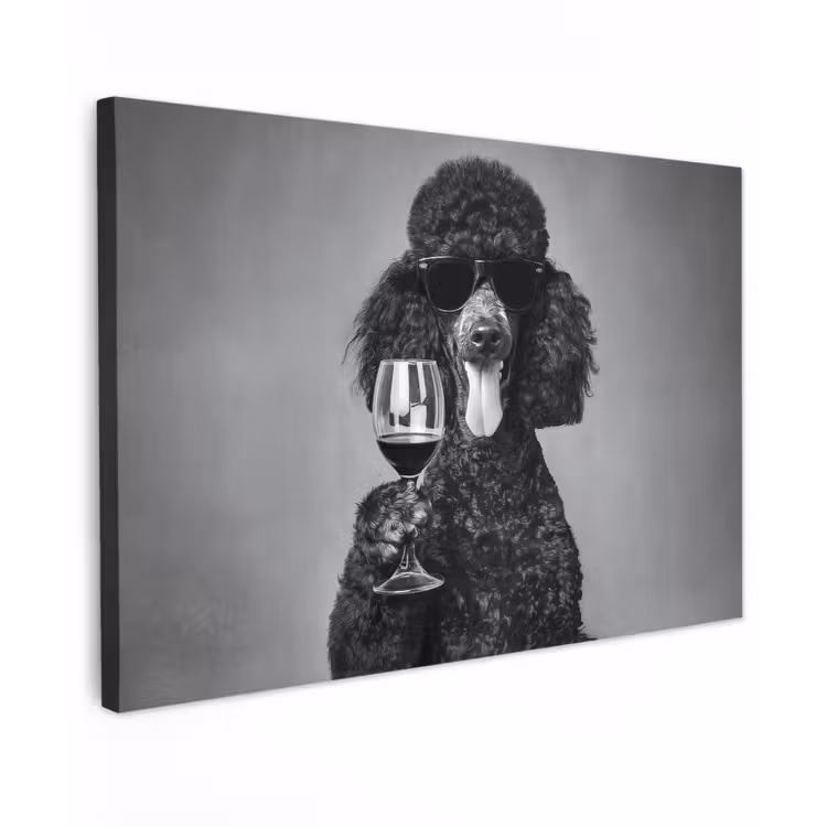 Hond - Krullen - Zonnebril - Wijn canvas 2cm klein -z3d