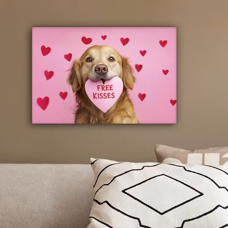 Hond - Kiss- Valentijn - Hartjes canvas 2cm klein -sfeer3
