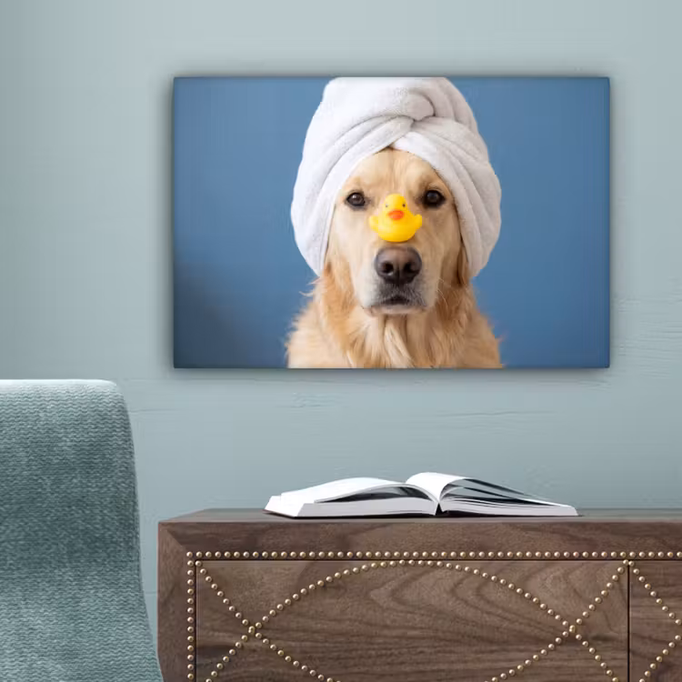 Hond - Badeend - Geel canvas 2cm klein -sfeer4