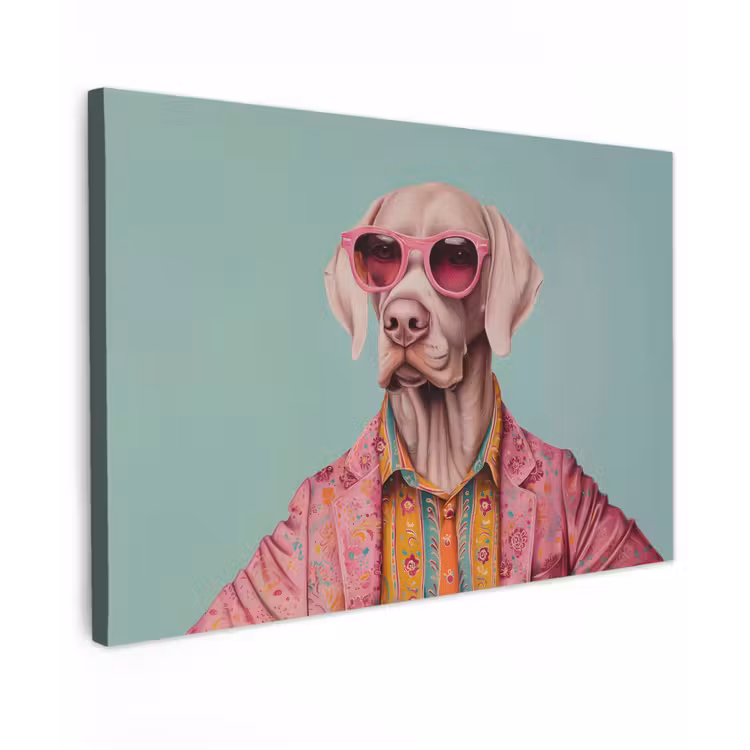 Hond - Overhemd - Bloemen - Bril canvas 2cm klein -z3d