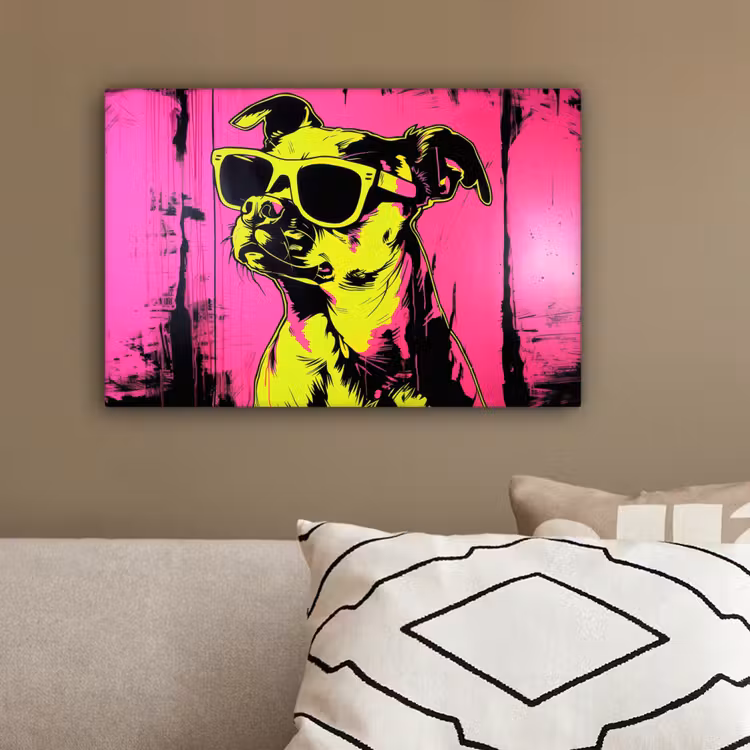 Hond - Zonnebril - Roze - Art canvas 2cm klein -sfeer3