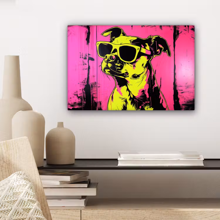 Hond - Zonnebril - Roze - Art canvas 2cm klein -sfeer6