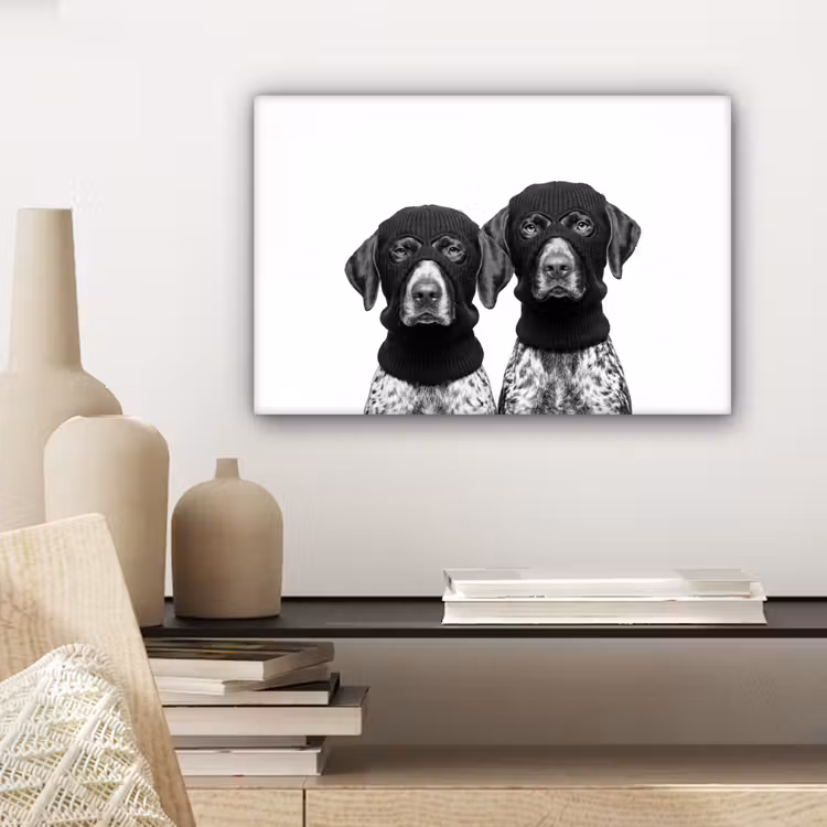 Honden - Bivakmuts - Zwart - wit canvas 2cm klein -sfeer6