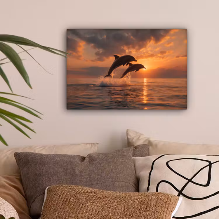 Dolfijnen - Zee - Realistisch canvas 2cm klein -sfeer1