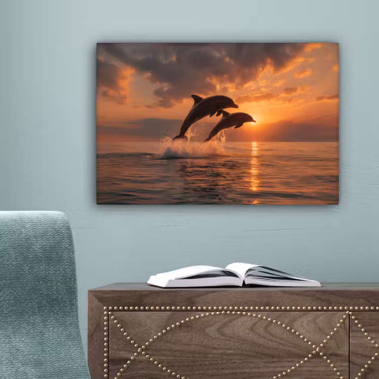 Dolfijnen - Zee - Realistisch canvas 2cm klein -sfeer4