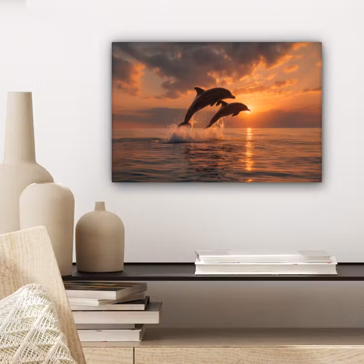 Dolfijnen - Zee - Realistisch canvas 2cm klein -sfeer6