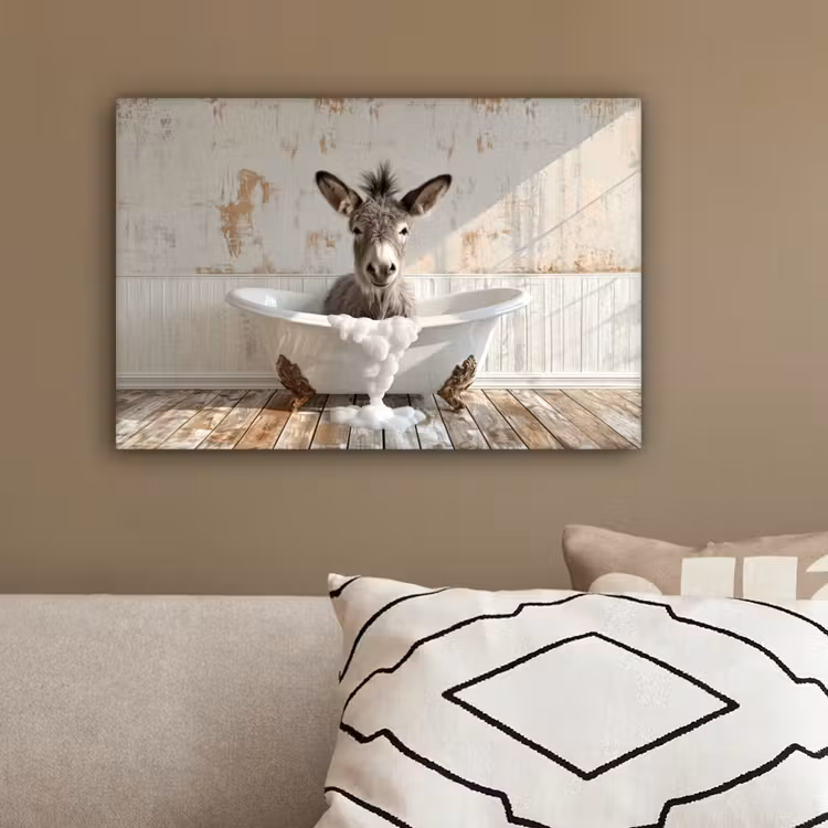 Ezel - Dieren - Badkuip - Schuim canvas 2cm klein -sfeer3