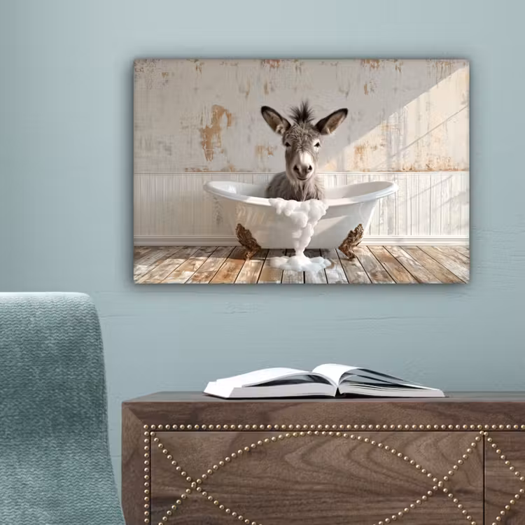 Ezel - Dieren - Badkuip - Schuim canvas 2cm klein -sfeer4