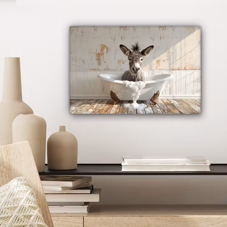 Ezel - Dieren - Badkuip - Schuim canvas 2cm klein -sfeer6