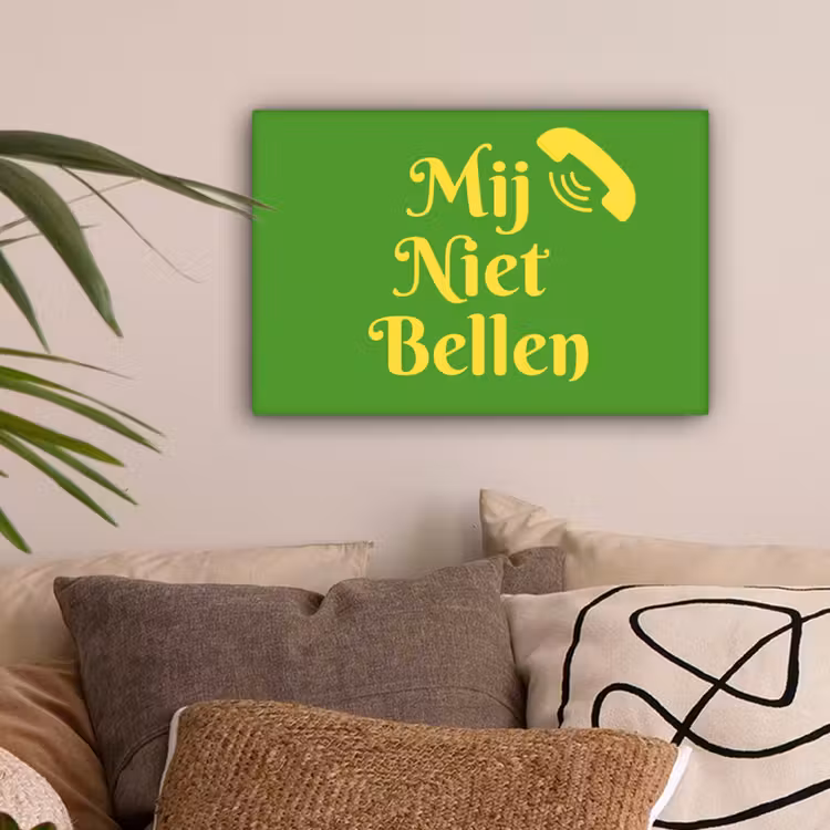 Mij niet bellen - Telefoon - Groen canvas 2cm klein -sfeer1