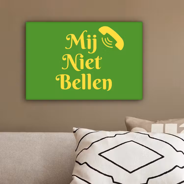 Mij niet bellen - Telefoon - Groen canvas 2cm klein -sfeer3