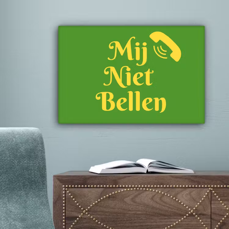 Mij niet bellen - Telefoon - Groen canvas 2cm klein -sfeer4