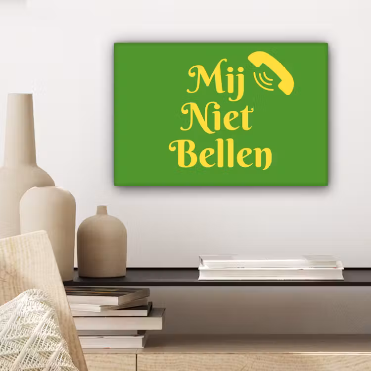 Mij niet bellen - Telefoon - Groen canvas 2cm klein -sfeer6