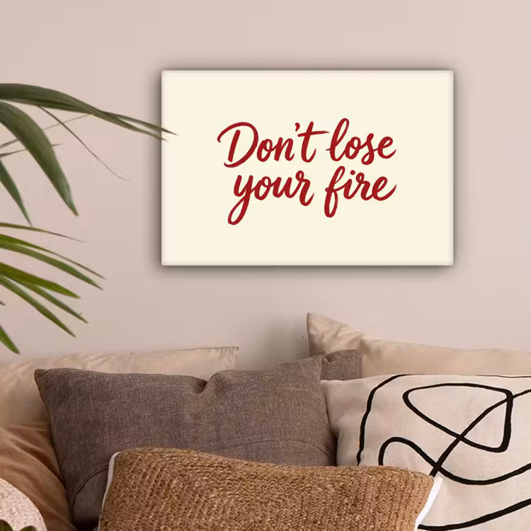 Don't lose your fire - Rood - Wit - Minimalistisch canvas 2cm klein -z3d