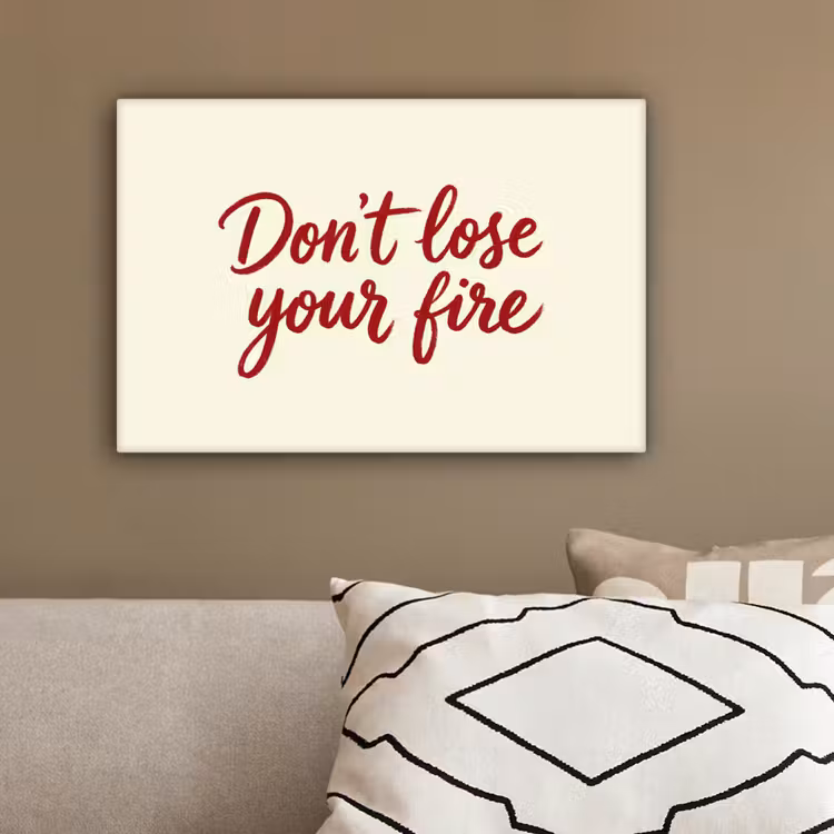 Don't lose your fire - Rood - Wit - Minimalistisch canvas 2cm klein -sfeer1