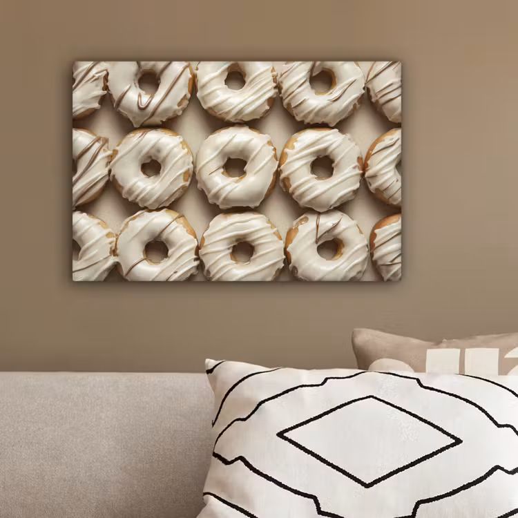 Donuts - Chocolade - Wit - Beige canvas 2cm klein -sfeer3