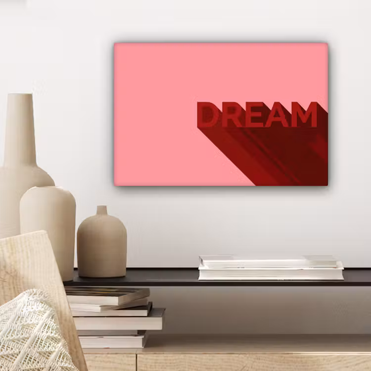 Dream - 3D - Rood - Roze canvas 2cm klein -sfeer3