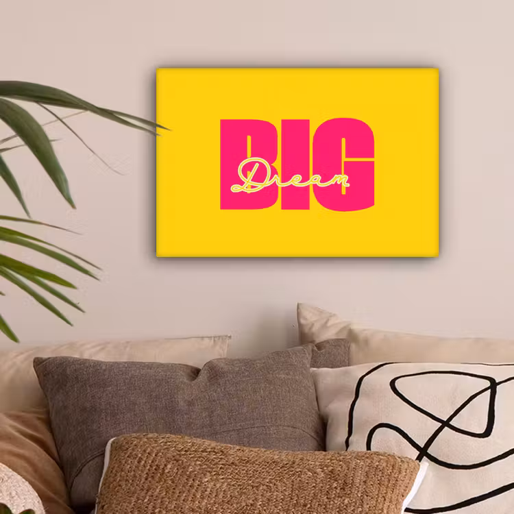 Dream big - Geel - Roze canvas 2cm klein -sfeer1